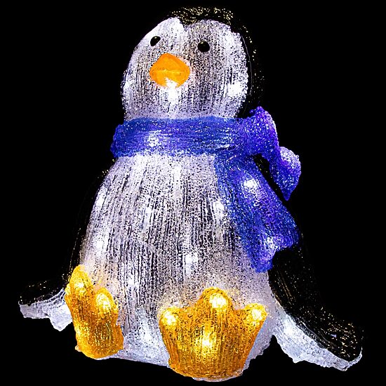 11.5'' Lighted Commercial Grade Acrylic Baby Penguin Christmas Display Decoration