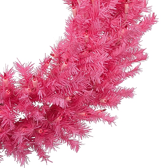 Northlight 36" Pink Spruce Artificial Pink Lights Pre-Lit Wreath