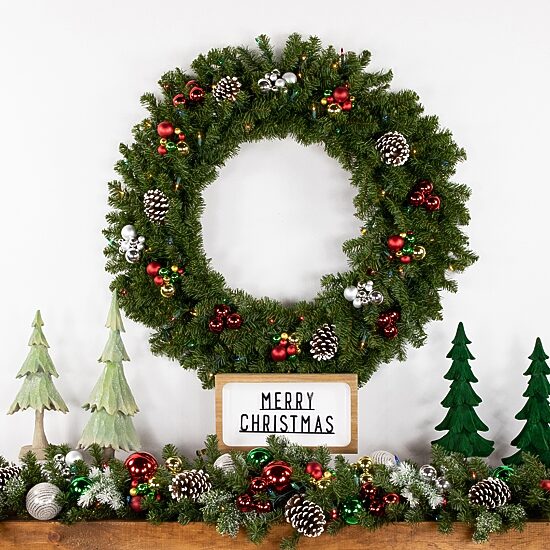 Northlight Canadian Pine Artificial 36 Inch Multi Lights Pre-Lit Wreath