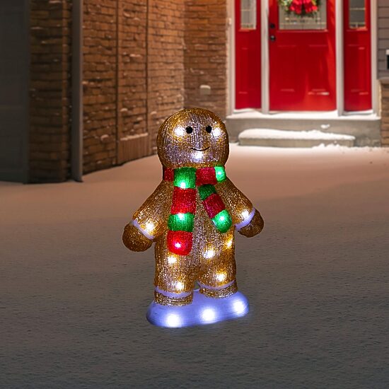 Northlight 14" Led Acrylic Gingerbread Man With Scarf Outdoor Christmas Yard Art