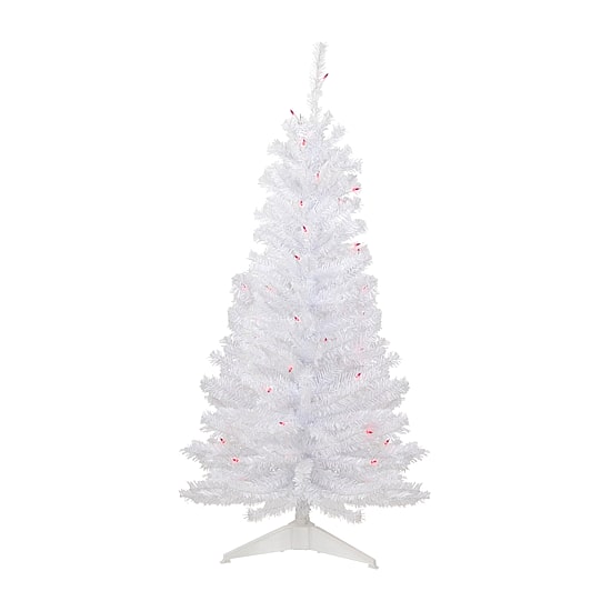 Northlight Woodbury White Slim Artificial Pink Lights 4 Foot Pre-Lit Pine Christmas Tree