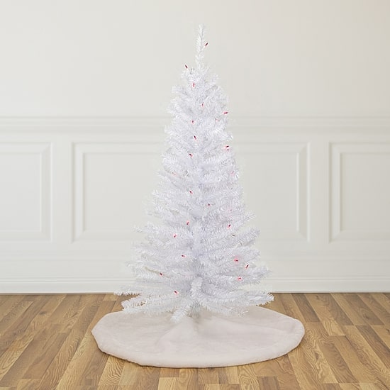 Northlight Woodbury White Slim Artificial Pink Lights 4 Foot Pre-Lit Pine Christmas Tree