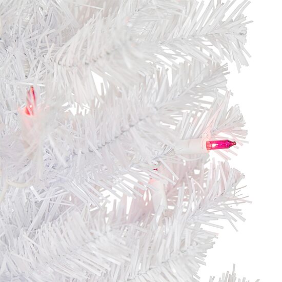 Northlight Woodbury White Slim Artificial Pink Lights 4 Foot Pre-Lit Pine Christmas Tree
