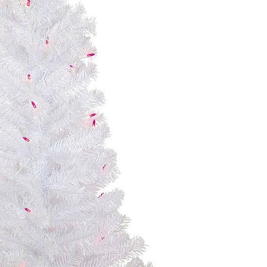Northlight Woodbury White Slim Artificial Pink Lights 4 Foot Pre-Lit Pine Christmas Tree