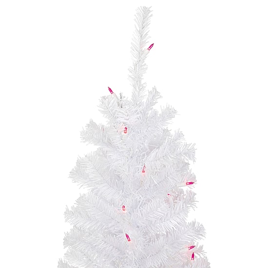 Northlight Woodbury White Slim Artificial Pink Lights 4 Foot Pre-Lit Pine Christmas Tree