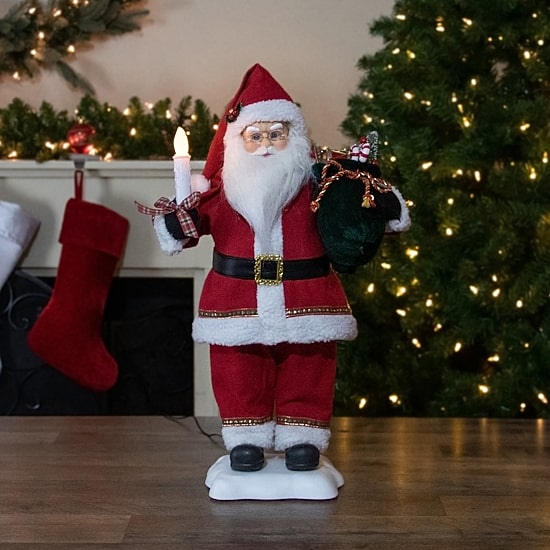 Northlight 24-Inch Animated Candle Musical Christmas Santa Figurine