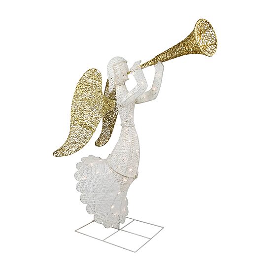 Northlight 48" Led Gold And Silver Trumpeting Angel Outdoor Christmas Yard Art
