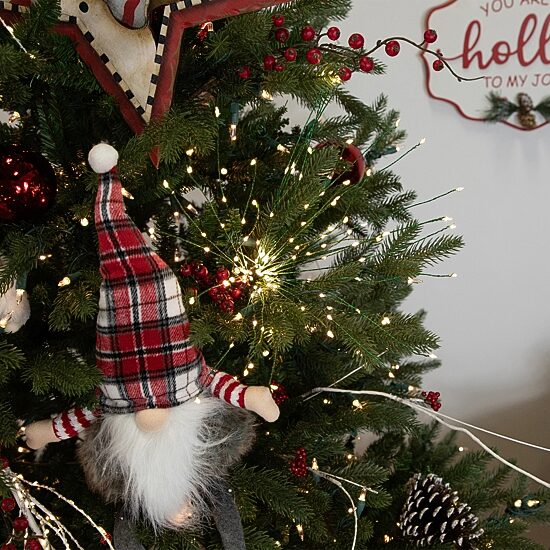 Northlight 20" Led Firework Green Branch Decoration Warm White And Red String Lights