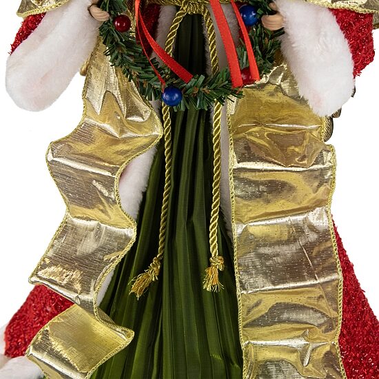 Northlight 18" Red And Green Angel With Wreath Unlit Christmas Tree Topper