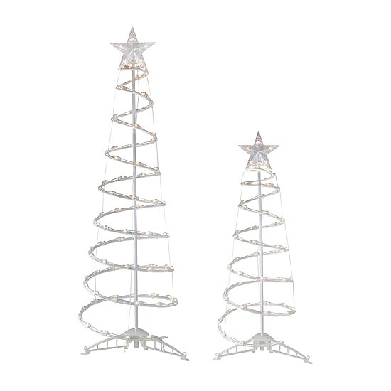 Northlight Set Of 2 Clear Outdoor Spiral Cone Trees Christmas Yard Art