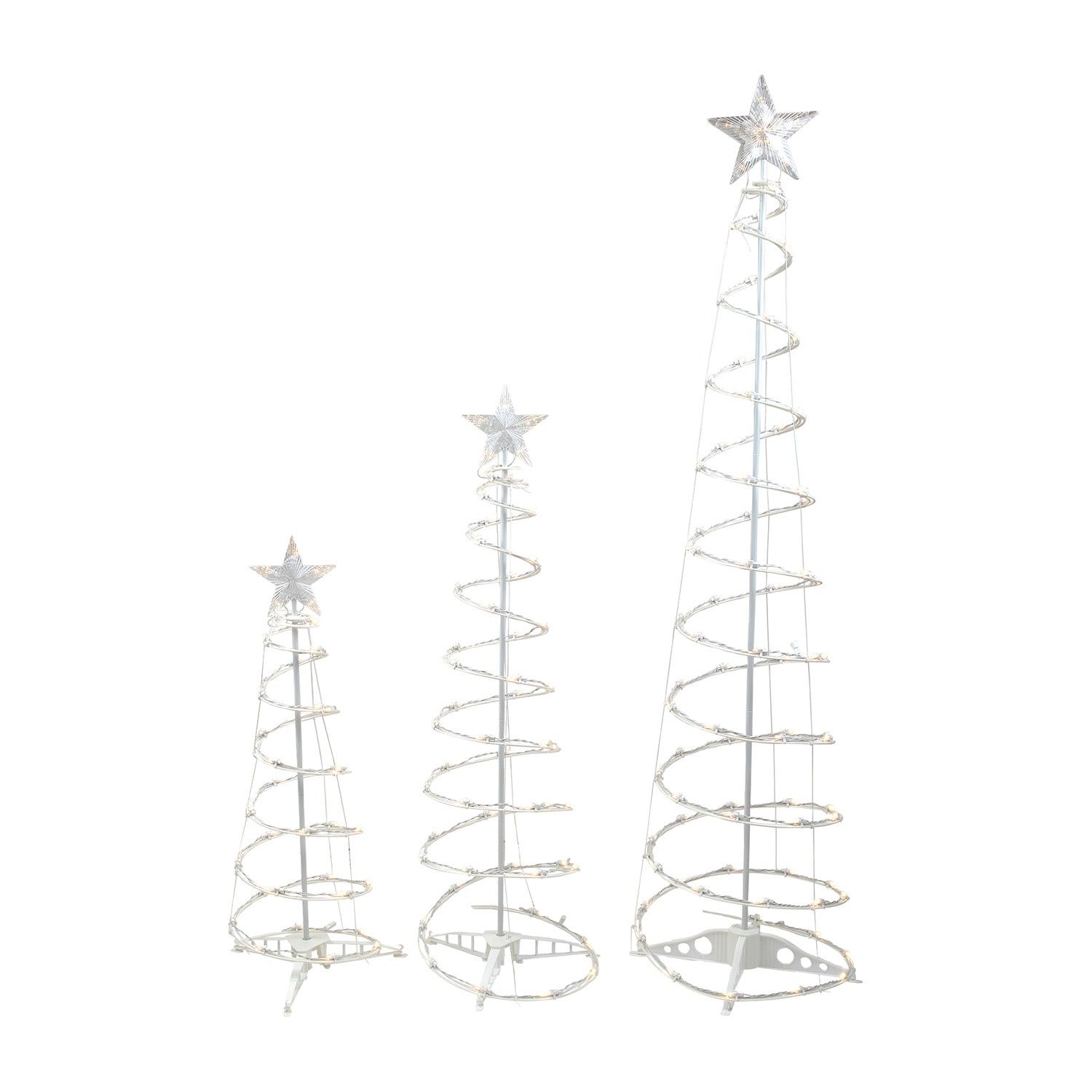 Northlight Set Of 3 Led Warm White Outdoor Spiral Cone Trees Christmas Yard Art
