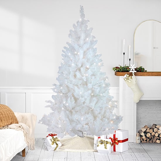 Northlight White Alaskan Artificial  Warm White Led Lights 6 1/2 Foot Pre-Lit Pine Christmas Tree