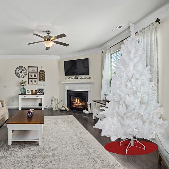 Northlight White Alaskan Artificial  Warm White Led Lights 6 1/2 Foot Pre-Lit Pine Christmas Tree