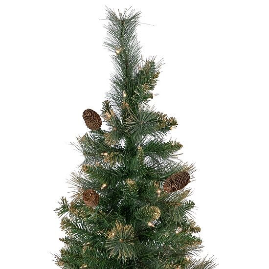 Northlight Yorkshire Pencil Artificial  Clear Lights 7 Foot Pre-Lit Pine Christmas Tree