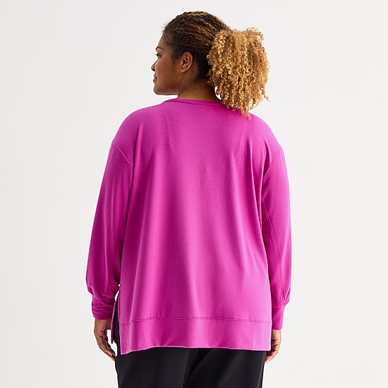 Xersion Womens Soft French Terry Crew Neck Long Sleeve Sweatshirt Plus