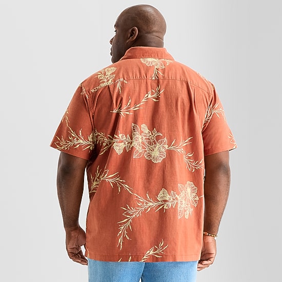 mutual weave Mens Short Sleeve Big and Tall Camp Shirt