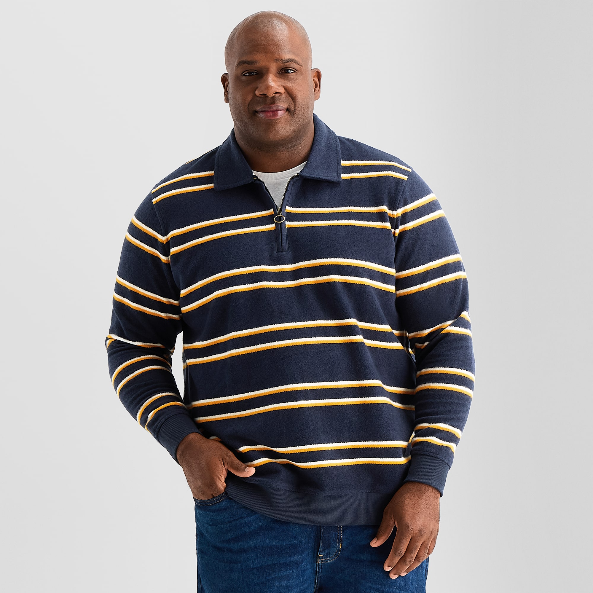 mutual weave Mens Long Sleeve Big and Tall Quarter-Zip Pullover