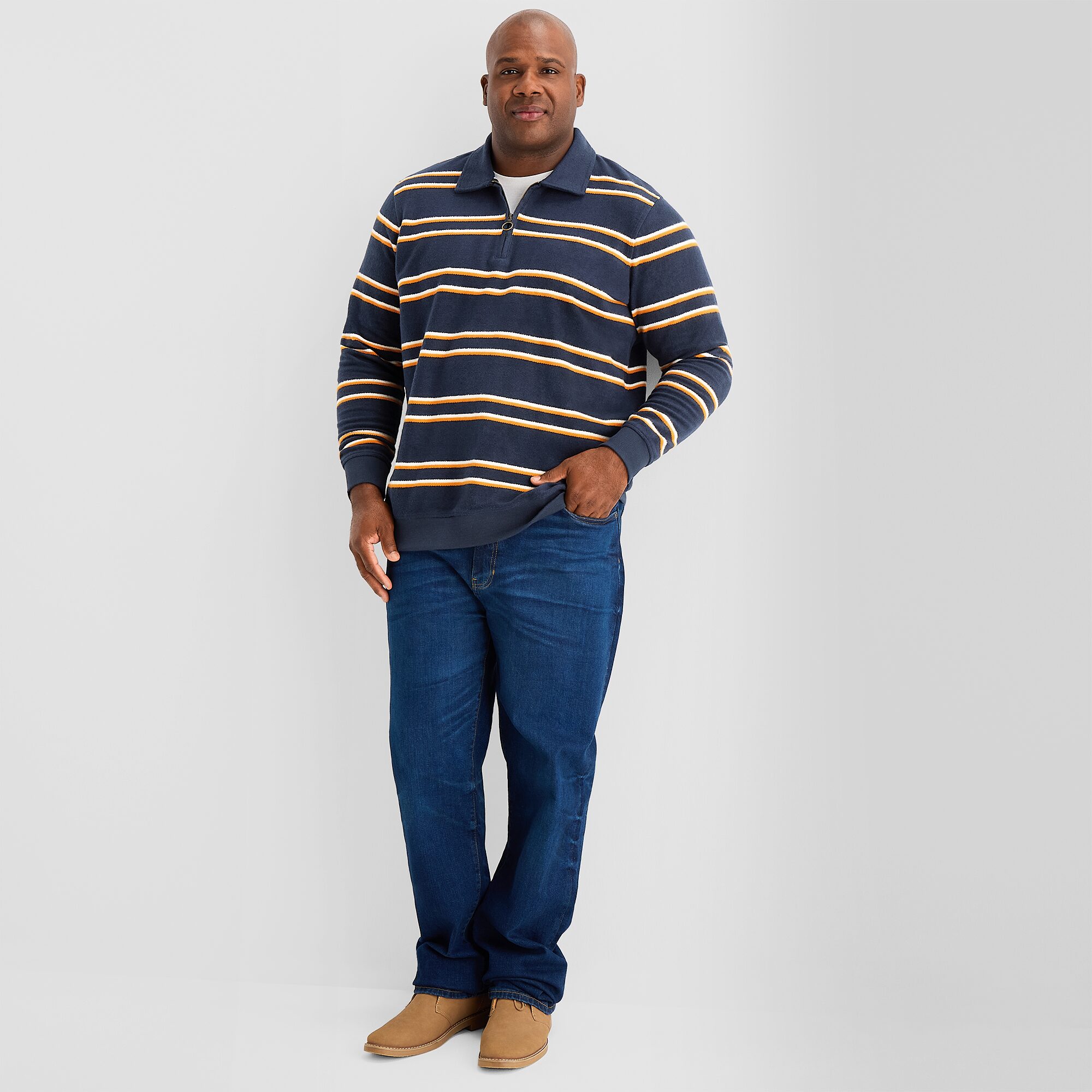 mutual weave Mens Long Sleeve Big and Tall Quarter-Zip Pullover