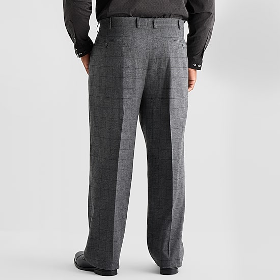J. Ferrar Ultra Comfort Mens Big Stretch Fabric Regular Fit Plaid Flat Front Suit Pant