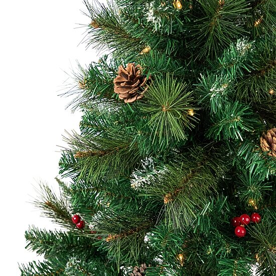 Northlight Frosted Carolina Berry Spruce Artificial  Clear Lights 4 Foot Pre-Lit Christmas Tree