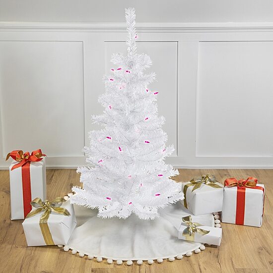 Northlight Woodbury White Slim Artificial  Pink Lights 3 Foot Pre-Lit Pine Christmas Tree