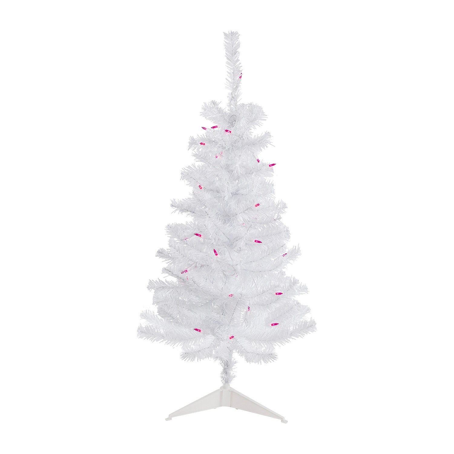 Northlight Woodbury White Slim Artificial  Pink Lights 3 Foot Pre-Lit Pine Christmas Tree
