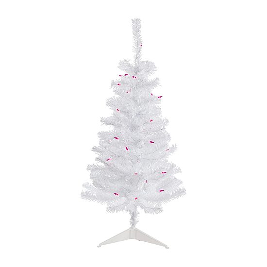 Northlight Woodbury White Slim Artificial  Pink Lights 3 Foot Pre-Lit Pine Christmas Tree