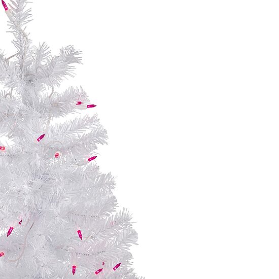 Northlight Woodbury White Slim Artificial  Pink Lights 3 Foot Pre-Lit Pine Christmas Tree