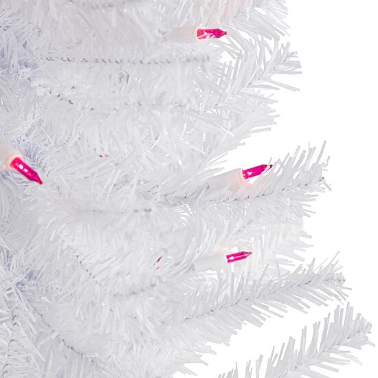 Northlight Woodbury White Slim Artificial  Pink Lights 3 Foot Pre-Lit Pine Christmas Tree