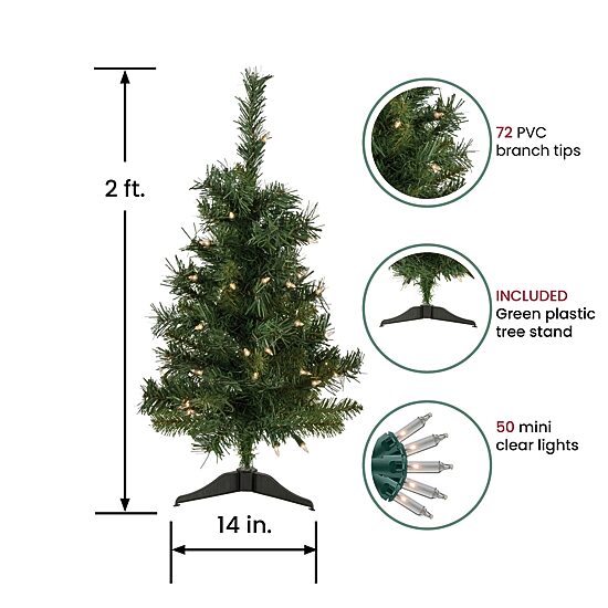 Northlight Medium Aspen Artificial Clear Lights 2 Foot Pre-Lit Pine Christmas Tree