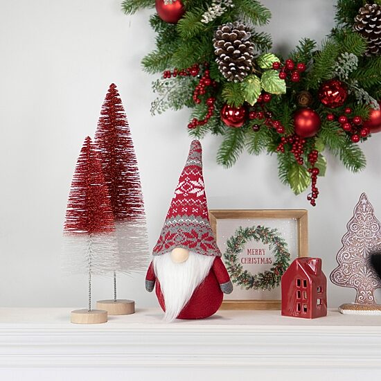 Northlight 12in Red And Gray Standing  With Nordic Hat Christmas Decoration Christmas Gnome