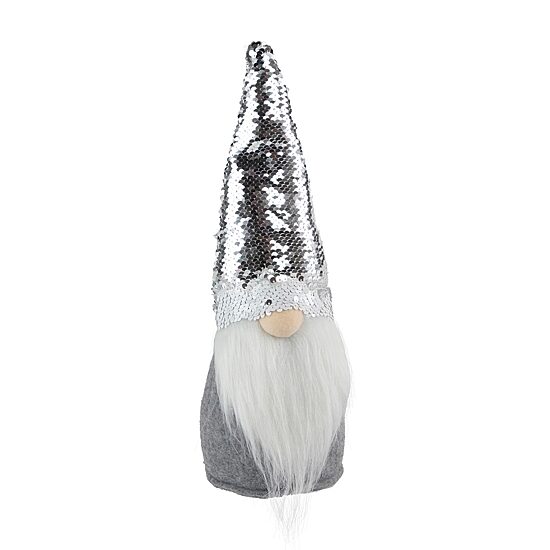 Northlight 14in Gray Standing Christmas  With Silver Flip Sequin Hat Christmas Gnome