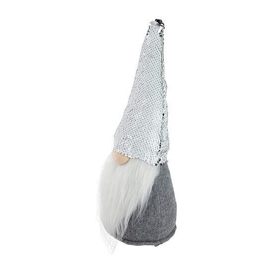 Northlight 14in Gray Standing Christmas  With Silver Flip Sequin Hat Christmas Gnome