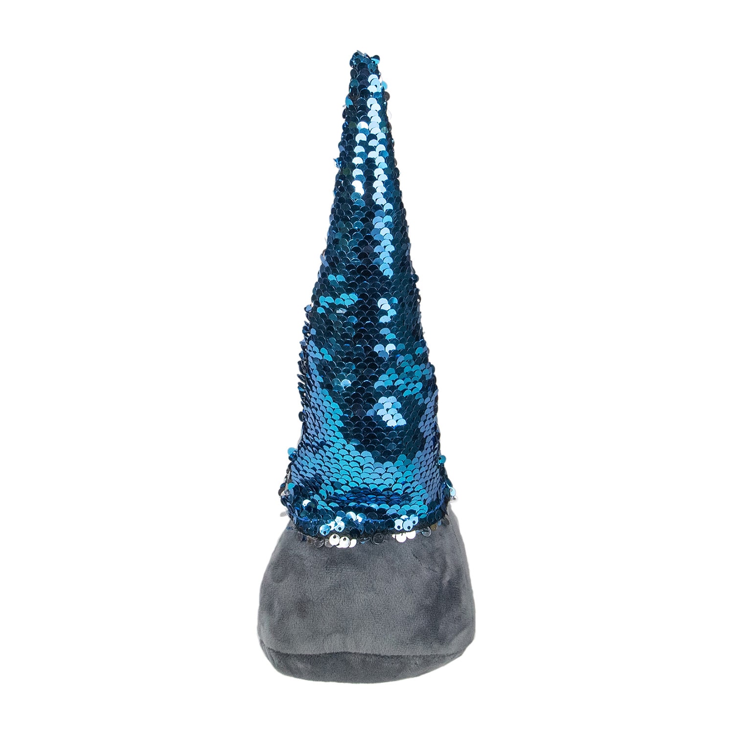 Northlight 13.5in Gray Standing Christmas  Decoration With Blue Flip Sequin Hat Christmas Gnome