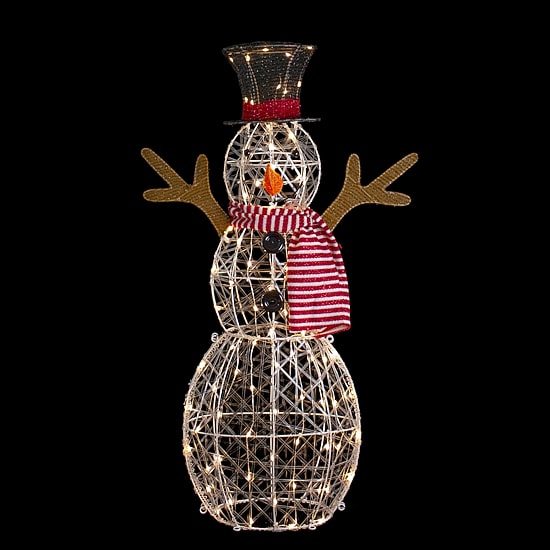 Northlight 48in Led Lighted Snowman With Top Hat And Red Scarf Christmas Yard Art