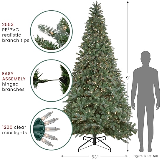 Northlight Granville Fraser Artificial  Clear Lights 9 Foot Pre-Lit Fir Christmas Tree