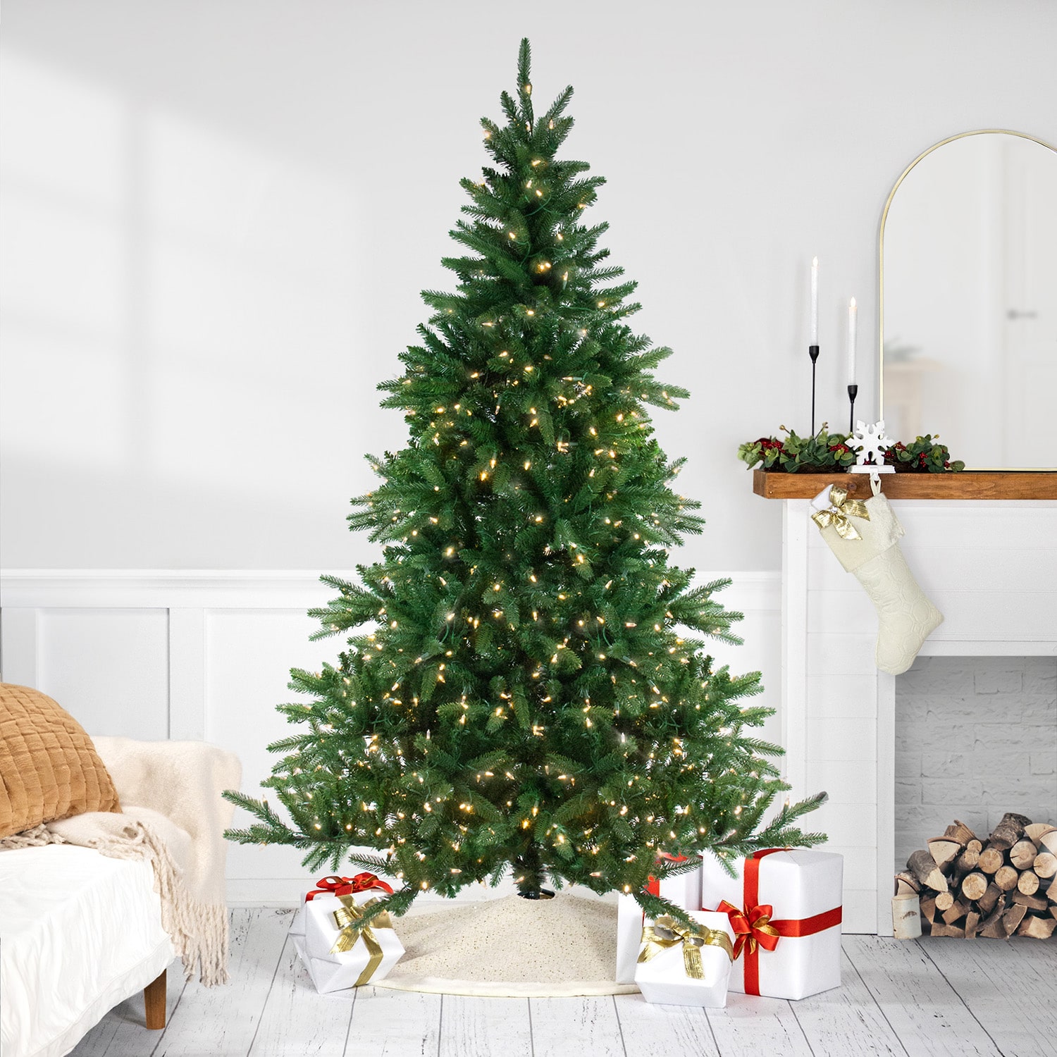 Northlight Full Instant Connect Noble Artificial Dual Led Lights 7 1/2 Foot Pre-Lit Fir Christmas Tree
