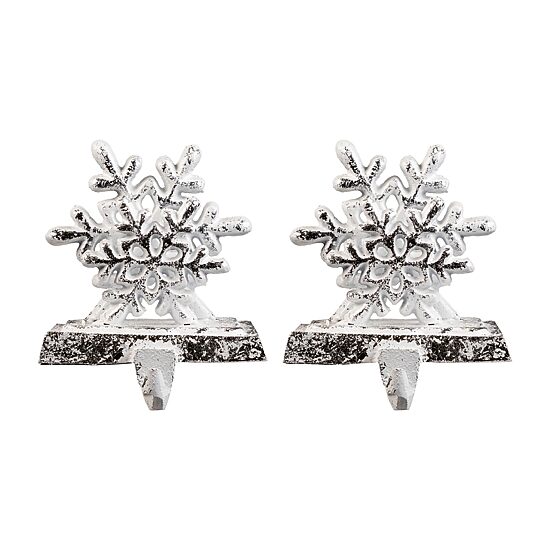 Northlight 12.5in Silver Snowflake 3-pc. Christmas Stocking Holder