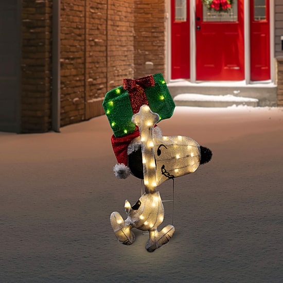 Northlight 32in Lighted Peanuts Snoopy With Present Christmas Yard Art