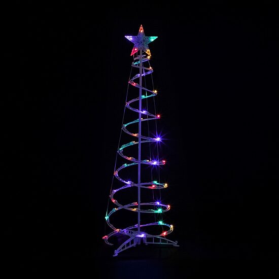 Northlight Set Of 2 Led Lighted Multi-Color Spiral Cone Trees 3ft 4ft Christmas Yard Art