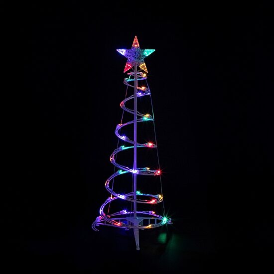 Northlight Set Of 2 Led Lighted Multi-Color Spiral Cone Trees 3ft 4ft Christmas Yard Art