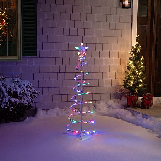 Northlight 4ft Led Lighted Spiral Cone Tree  Multi Lights Christmas Yard Art