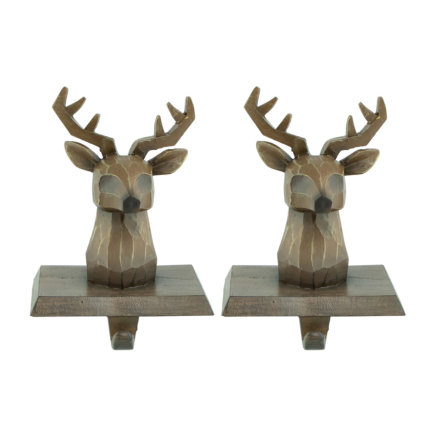 Northlight Brown Reindeer Head 5.75in 2-pc. Christmas Stocking Holder