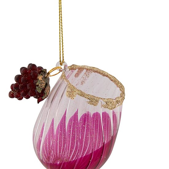 4.25'' Red and Clear Glittered Wine Glass Christmas Ornament
