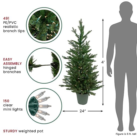 Northlight Spruce Potted 4 Foot Pre-Lit Spruce Christmas Tree