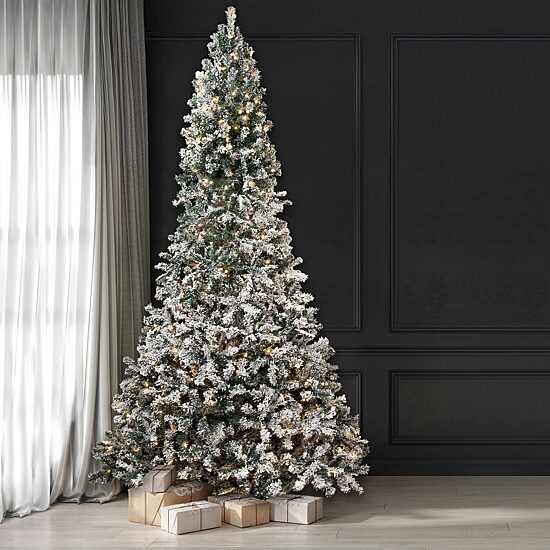 Northlight Slim Flocked Pine 9 Foot Pre-Lit Pine Christmas Tree
