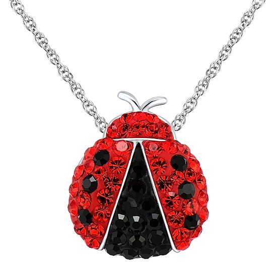 Sterling Silver Crystal Lady Bug Pendant