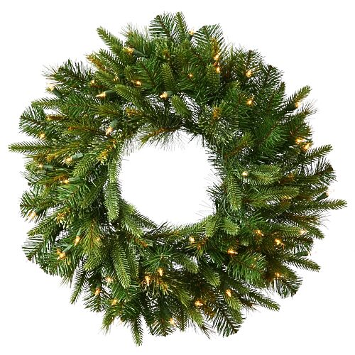 Vickerman 30" Cashmere Christmas Wreath With 30 Warm White Battery Operated Led Lights " In Green