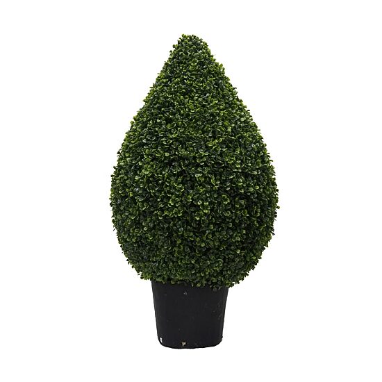 Vickerman 36" Hx20" D Boxwood Teardrop Shaped Bush in a Black Planters Pot  UV Resistant