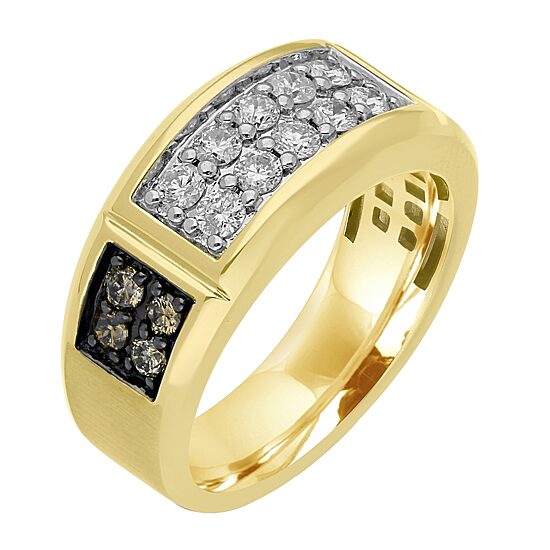 Mens 1 CT. T.W. Natural White Diamond 10K Gold Fashion Ring